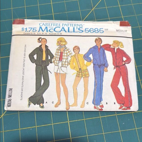 McCall's 5685 Sewing Carefree Tracksuit Jogger Pattern - Picture 1 of 7